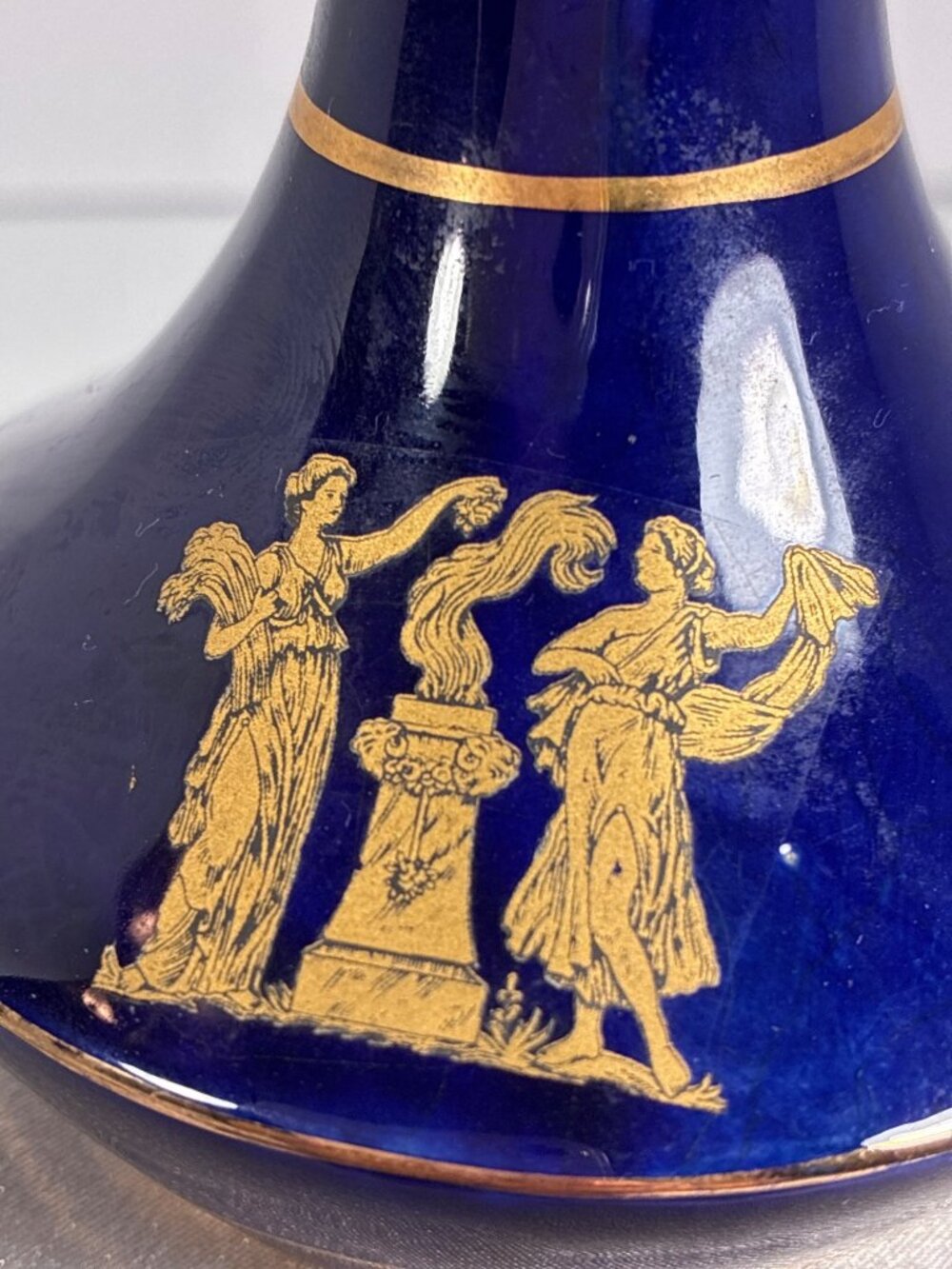 Vintage Greek Cobalt Blue 24K Gold Bud Vase - Picture 4 of 11